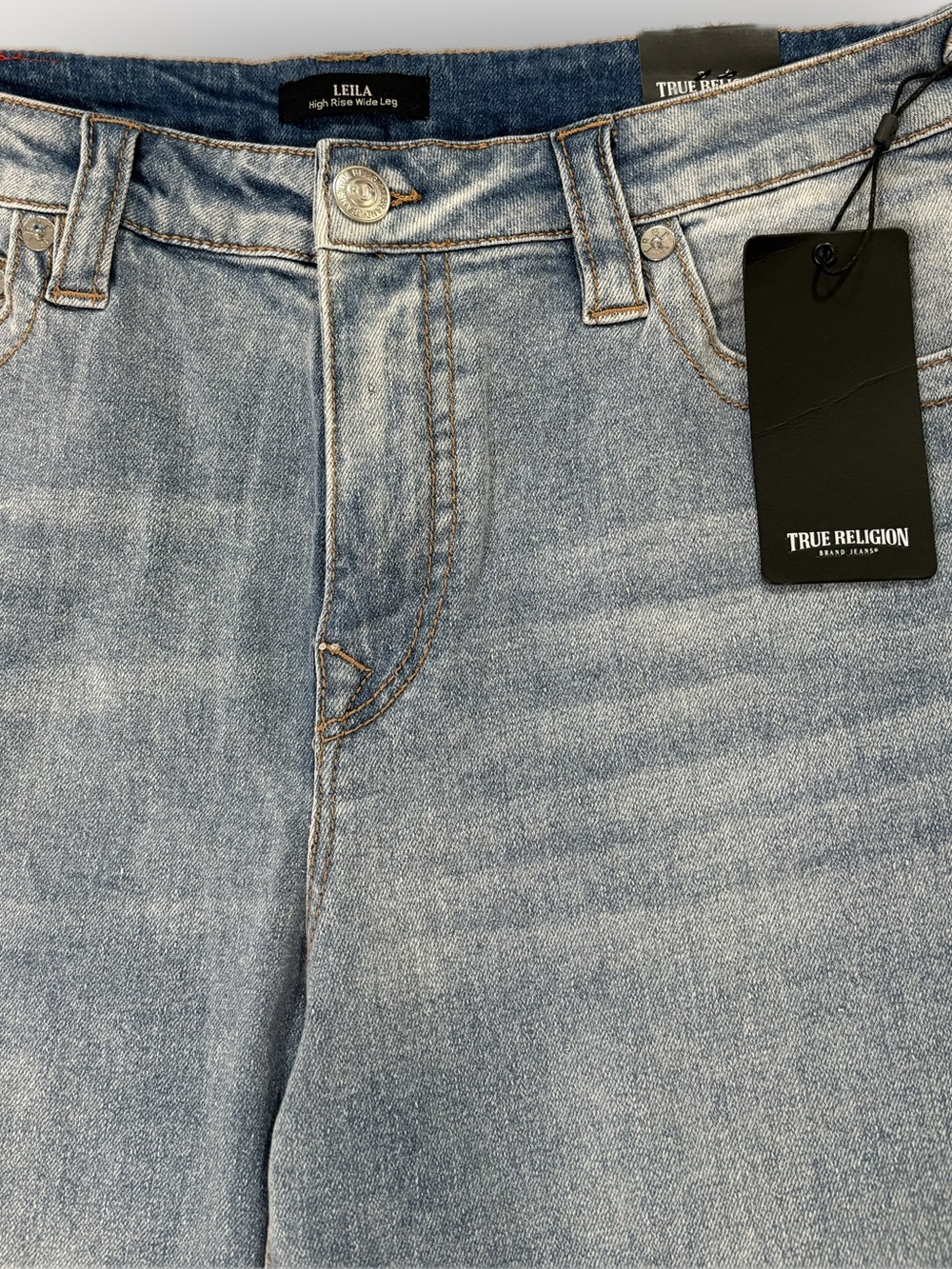 True Religion Leila High Rise Wide Leg Jeans Light Wash Size 30 NWT - Picture 5 of 13